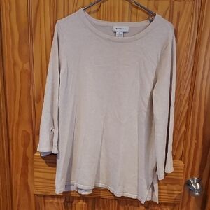 Liz Claiborne Beige Scoop Neck Long-Sleeve Tunic